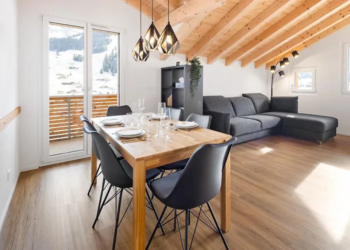 公寓 Chuenislodge2- Zwei Balkone, Gemuetlicher Kamin, Aussicht 阿德尔博登